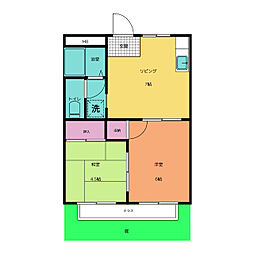 コーポ二ッ坂 1階2DKの間取り