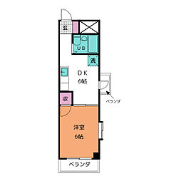 森ビル1 4階1DKの間取り