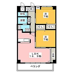 メゾン白山 1階2LDKの間取り