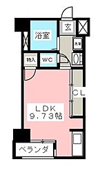 Ｓ−ＦＯＲＴ乙川 4階ワンルームの間取り
