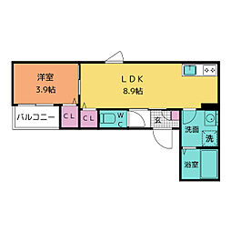 LECOCON半田V 1階1LDKの間取り