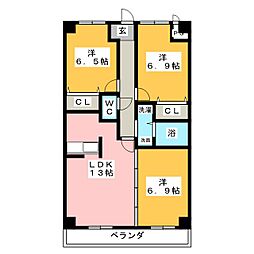 グランドソレーユ 1階3LDKの間取り