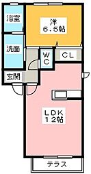 ＡＣ半田・I 1階1LDKの間取り