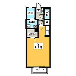 グランシャリオＭ 1階ワンルームの間取り