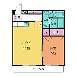 サンライズ 1階1LDKの間取り