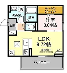 エスペランサ旭Ａ棟 1階1LDKの間取り