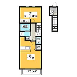 フォーリスト清水 2階1LDKの間取り