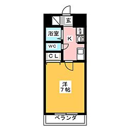 シエルコート 9階1Kの間取り