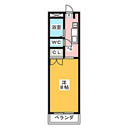 第3ハイツ竹長 3階1Kの間取り