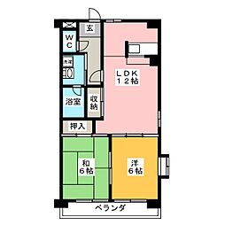 コーラル半田 2階2LDKの間取り