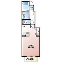 ヴィオラ・トゥール 1階ワンルームの間取り