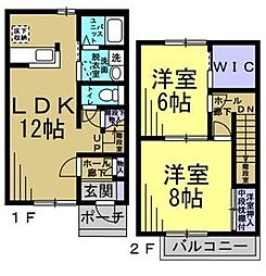 イーストアベニュ 1階2LDKの間取り