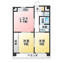 ケープヒルズ仲田 2LDKの間取図画像