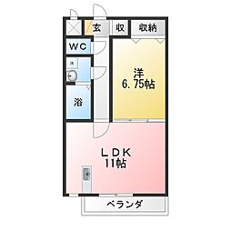 僚蘭舎 1LDKの間取図画像