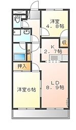 ベルエアー 2LDKの間取図画像