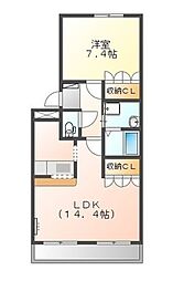 フローラルコート大高 1LDKの間取図画像