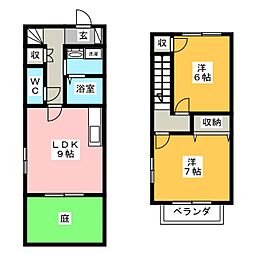 ファミール長峰B 2LDKの間取図画像