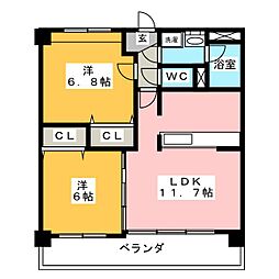 ブルーム 2LDKの間取図画像