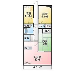 レインボー旭町壱番館 3LDKの間取図画像