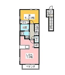 フォーリスト清水 1LDKの間取図画像
