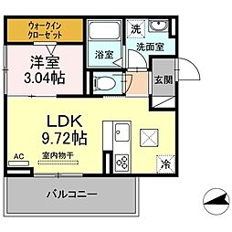 エスペランサ旭C 1LDKの間取図画像