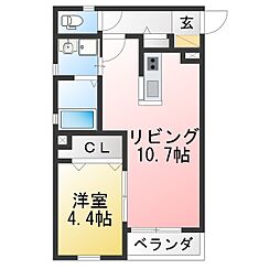 桐ヶ丘荘 1LDKの間取図画像