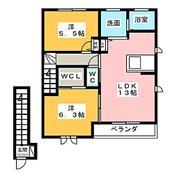 マストタウン平井B 2LDKの間取図画像