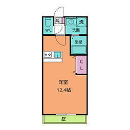 ルパフェドペルル ワンルームの間取図画像