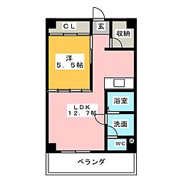 リベラほうしょう 1LDKの間取図画像