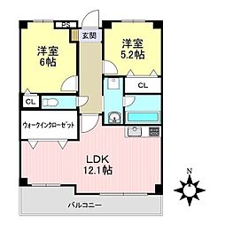 グランドール 2LDKの間取図画像