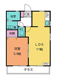 ラヴィロータス3 1LDKの間取図画像