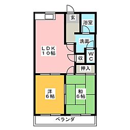 エクセルハイム大池B 2LDKの間取図画像