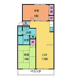 ハートピア春日井B 2階2LDKの間取り
