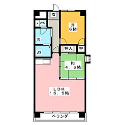 ＫＩソシアI 2階2LDKの間取り