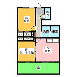チェルシー 1階2LDKの間取り