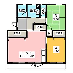 プリミエール林島 4階2LDKの間取り