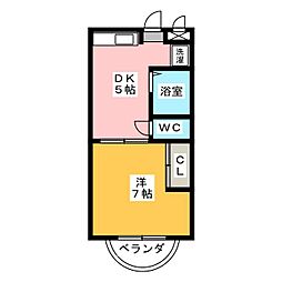 グレイスプラザ上条 1階1DKの間取り