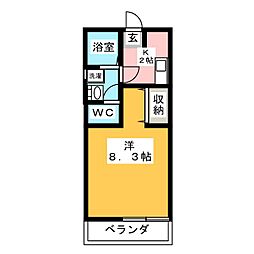 クレフラスト春日井 2階1Kの間取り
