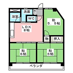 白山ハイランド 2階3LDKの間取り