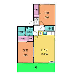 ラフィネＡＮＮ 1階2LDKの間取り