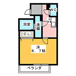 ＷｉＬＬ神領 2階1Kの間取り