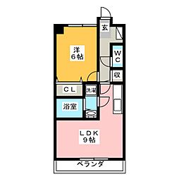 クリスタルタウン貴船 3階1LDKの間取り