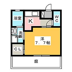 レトア神領 1階1Kの間取り