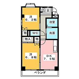 サフィーロ 2DKの間取図画像