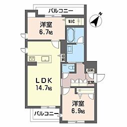 春日井市割塚町マンション 2LDKの間取図画像