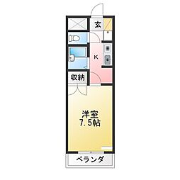 ジョワイユ21 1Kの間取図画像