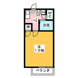 コスモハイツ貴船 1Kの間取図画像