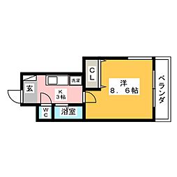 フォレスタ上条 1Kの間取図画像