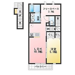 ルーエ東野 1LDKの間取図画像