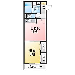 レジデンス神領 1LDKの間取図画像